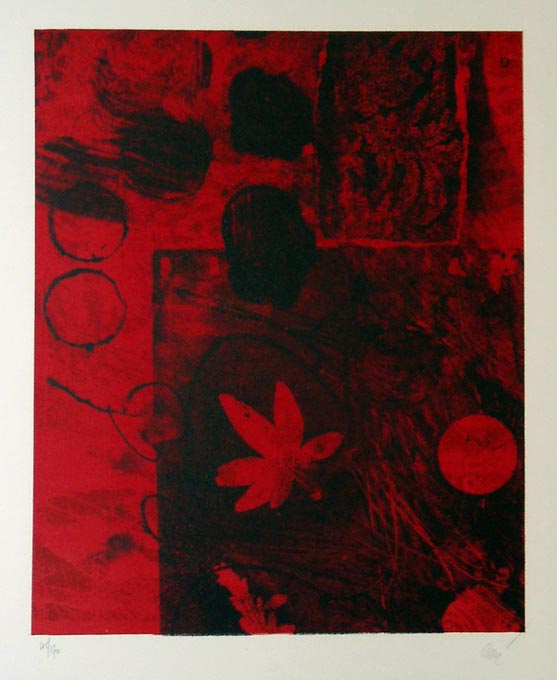 Antoni Clave Red Leaf Original Lithograph s N